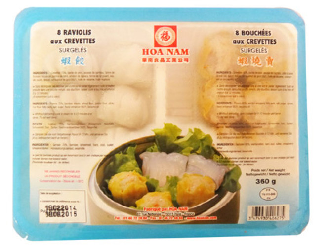 8 RAVIOLIS AUX CREVETTE ET 8 BOUCHEES AUX CREVETTES 