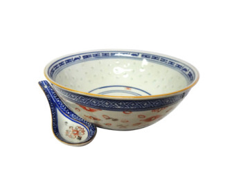 BOL DE RIZ PORCELAINE/CUILLIERE