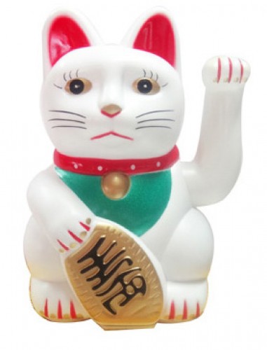CHAT PORTE BONHEUR XL (BLANC)